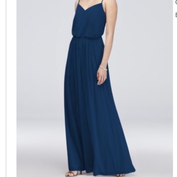 David’s Bridal Spaghetti Strap Mesh Blouson Dress - Picture 1 of 16